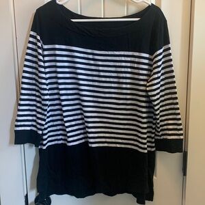 𝅺LOFT 3/4 length sleeve black and white strip sweater